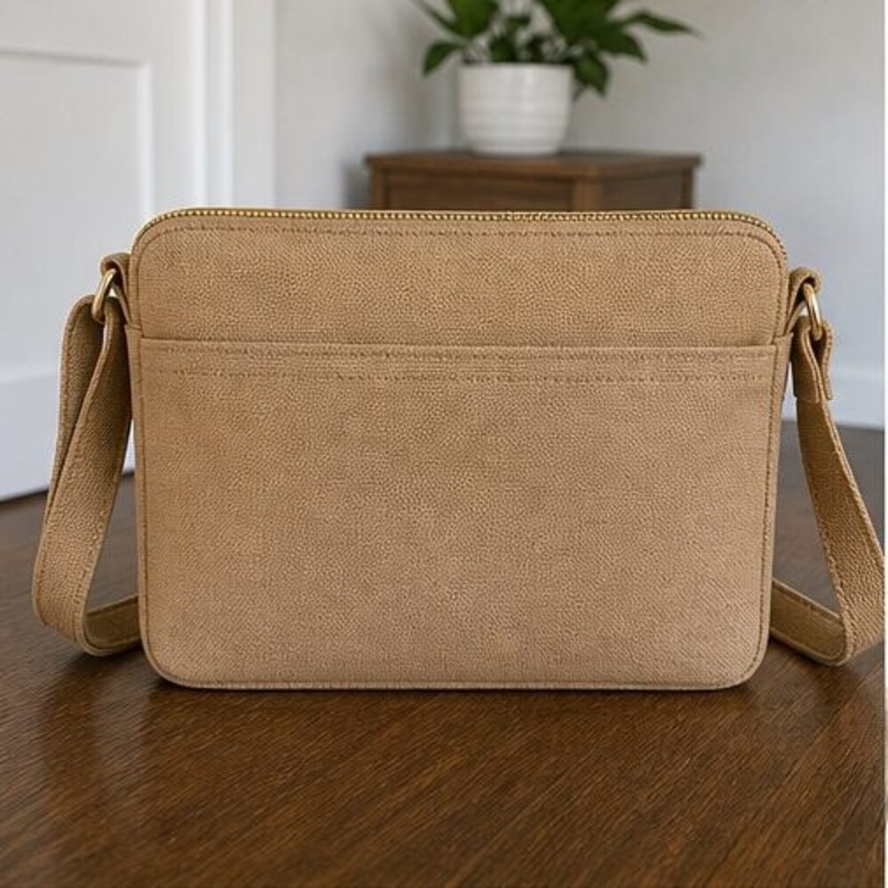 Camel Woven Crossbody Bag